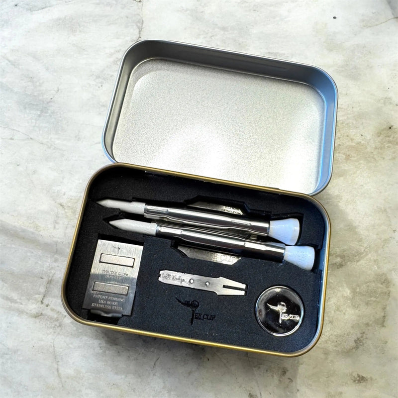 The Tee Clip® V.V (V.5) Premium Kit | 304 Stainless Steel Magnetic Golf Multi-Tool | Dual Tee Holder, Removable Divot Tool, Ball Marker | Duo Clip™ Dual Magnet Hat Clip | USA Made | Patent Pending — view 1