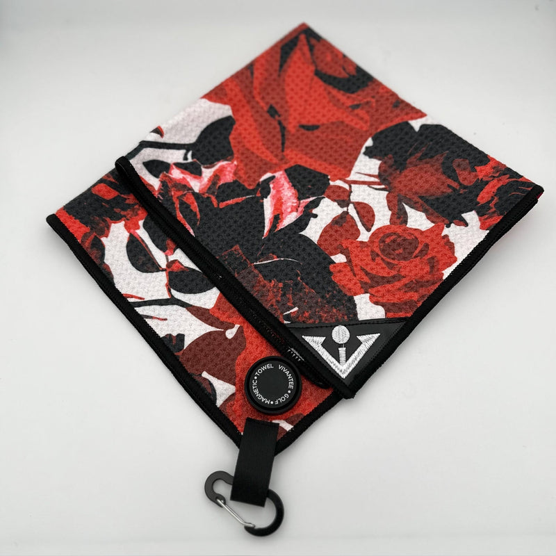 Central Petals | Floral Patterned Magnetic Golf Towel — view 2