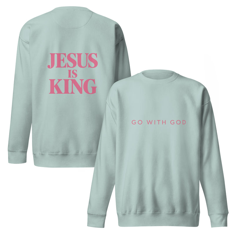 Jesus Is King Sweatshirt- Pink Lettering — view 6