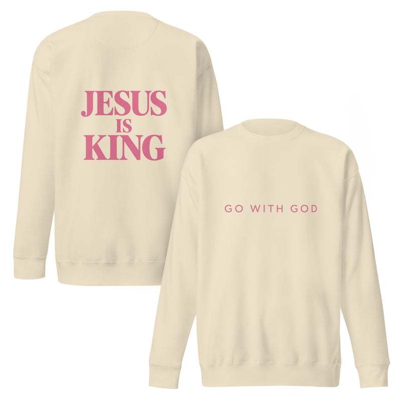 Jesus Is King Sweatshirt- Pink Lettering — view 7