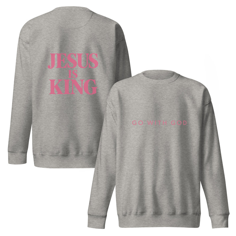 Jesus Is King Sweatshirt- Pink Lettering — view 5