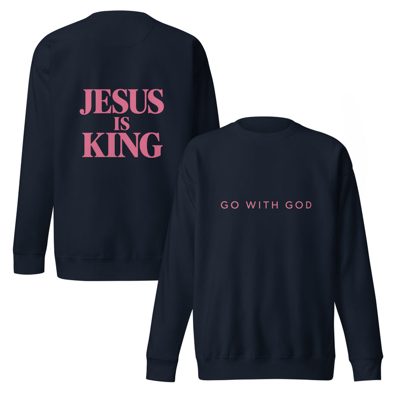 Jesus Is King Sweatshirt- Pink Lettering — view 4