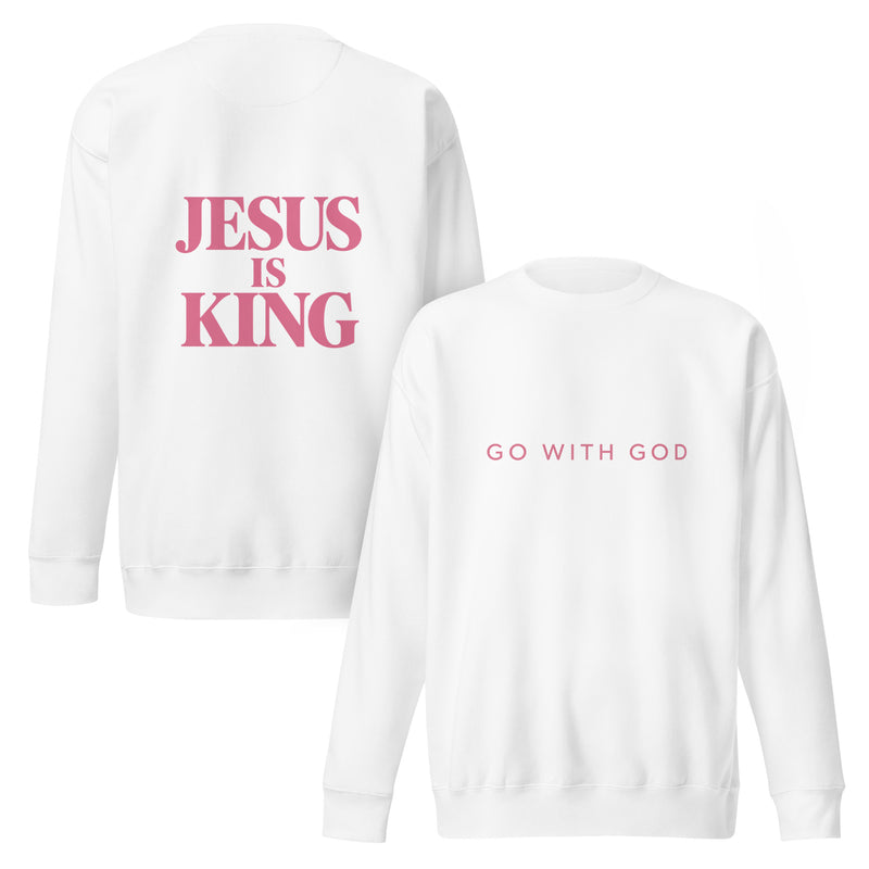 Jesus Is King Sweatshirt- Pink Lettering — view 9